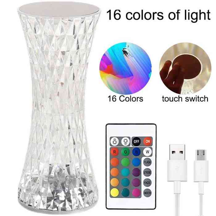 Crystal Table Lamp RGB 16 Colors & 4 Modes Diamond Lamp
